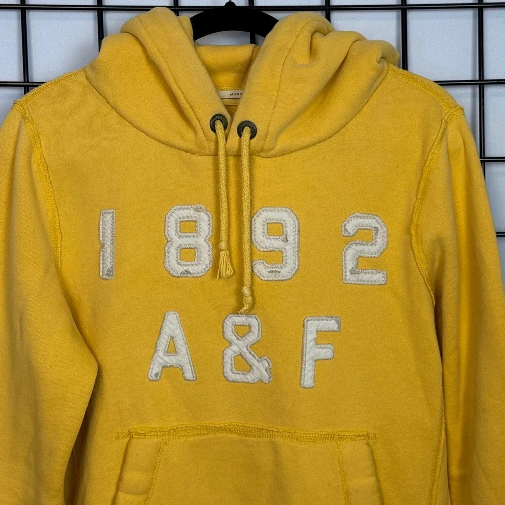 Vintage Abercrombie & Fitch Hoodie Sweatshirt Mens Small‎ Yellow Y2K Pullover